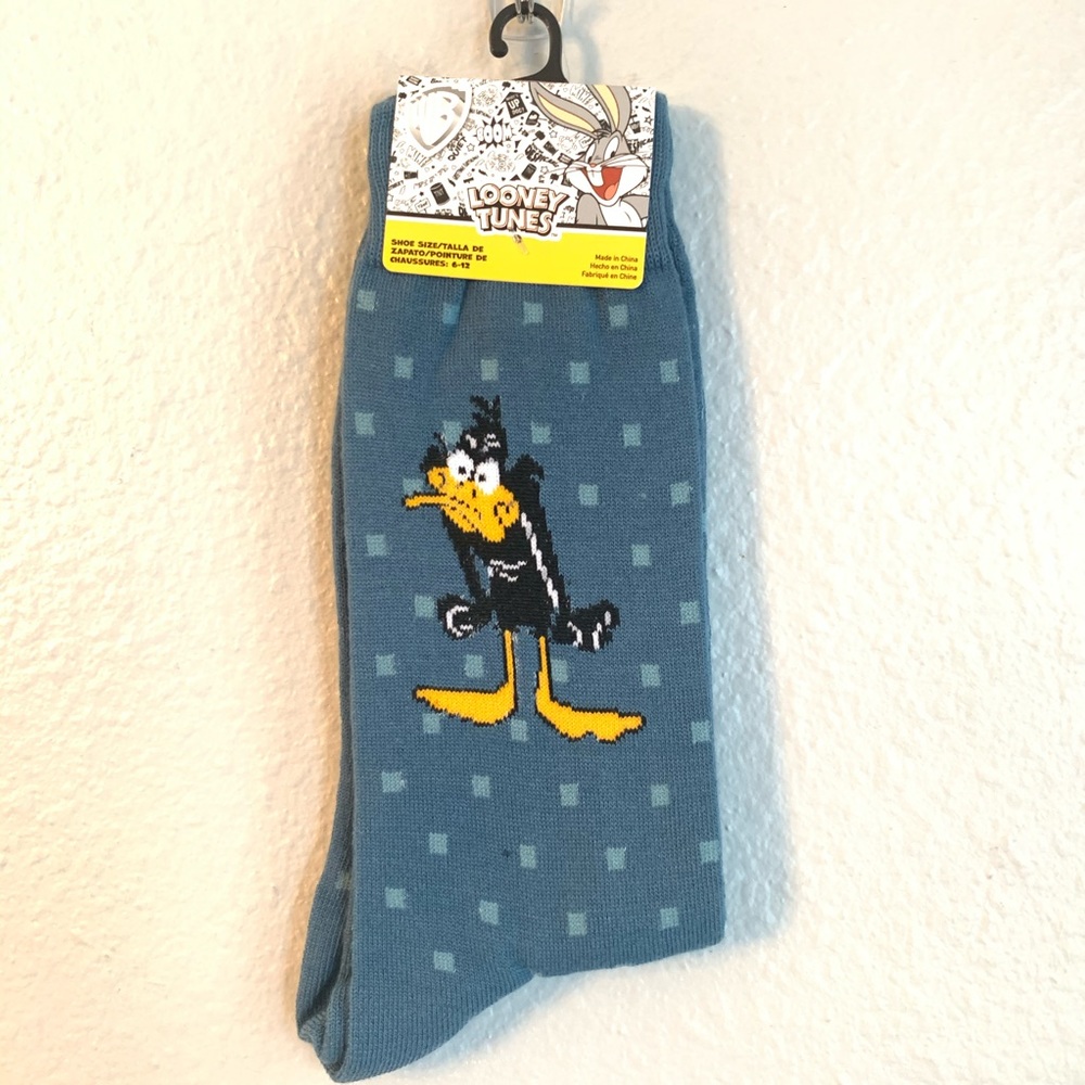 Looney Tunes Daffy Duck Teal Novelty Crew Socks